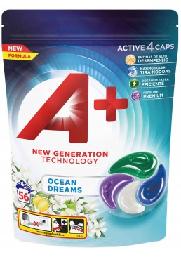 Капсули для прання А+ 4в1 Ocean Dream для всіх типів тканин, 56 шт